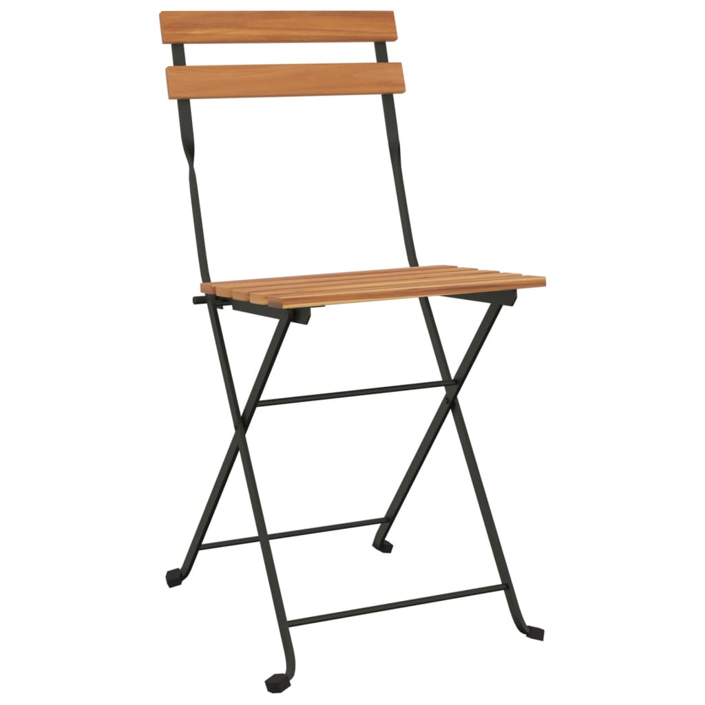 vidaXL Folding Chairs 8 pcs Solid Wood Teak and Steel 5
