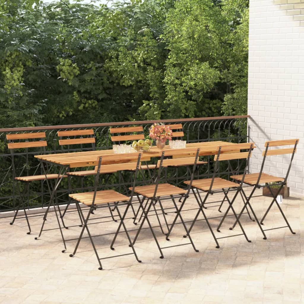 vidaXL Folding Chairs 8 pcs Solid Wood Teak and Steel 1