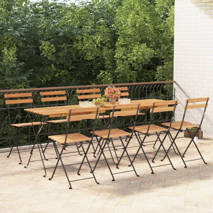 vidaXL Folding Chairs 8 pcs Solid Wood Teak and Steel 1