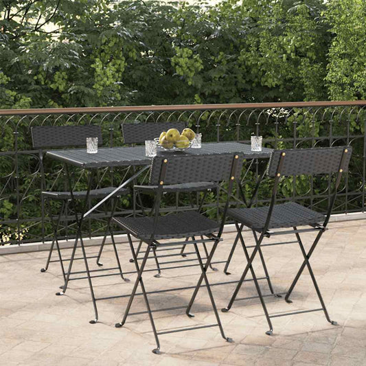 Folding Chairs Poly Rattan and Steel Black 4