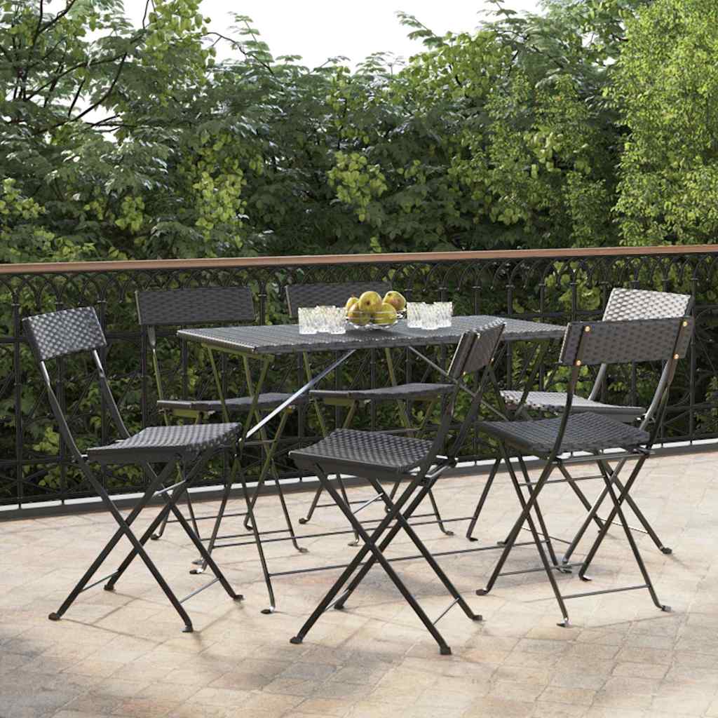 Folding Chairs Poly Rattan and Steel Black 6