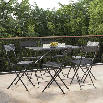 Folding Chairs Poly Rattan and Steel Black 6