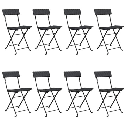 vidaXL Folding Chairs 8 pcs Black Poly Rattan and Steel 2