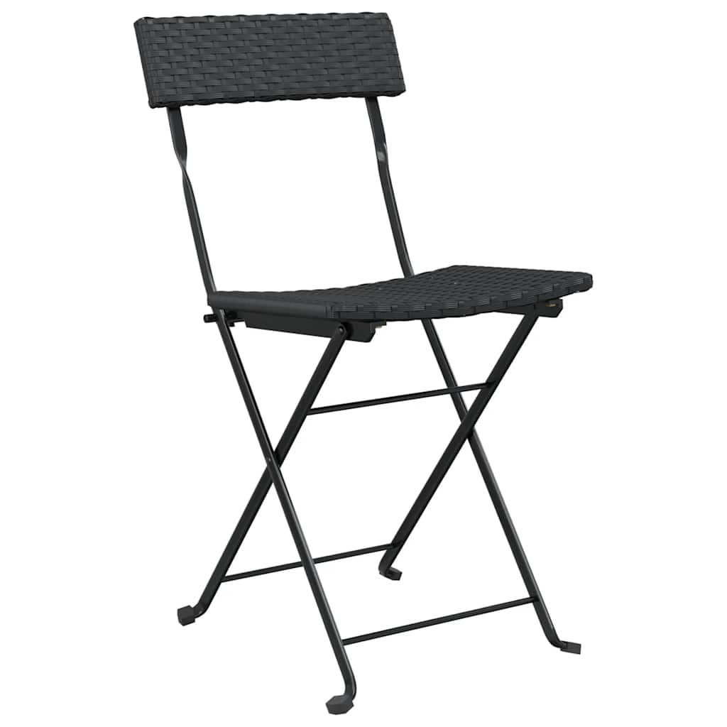 vidaXL Folding Chairs 8 pcs Black Poly Rattan and Steel 3