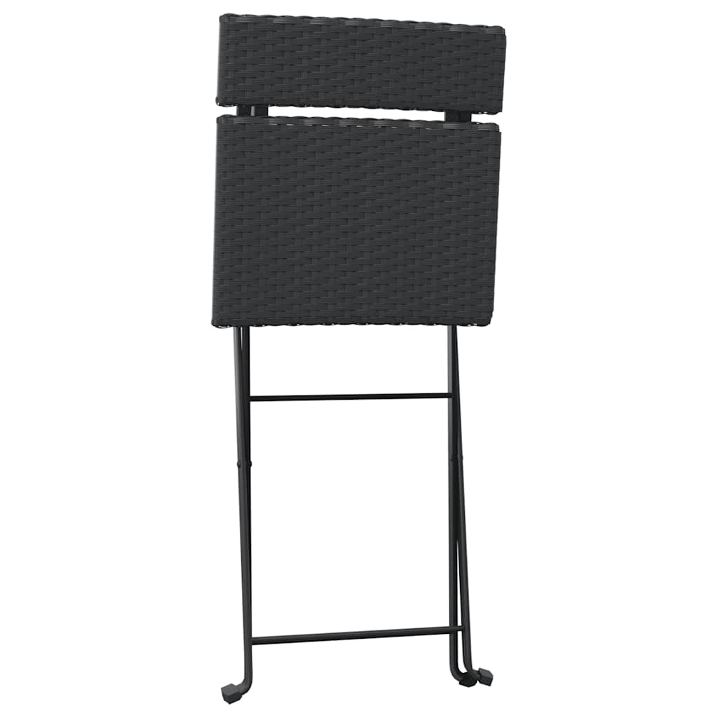 vidaXL Folding Chairs 8 pcs Black Poly Rattan and Steel 5