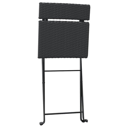 vidaXL Folding Chairs 8 pcs Black Poly Rattan and Steel 5