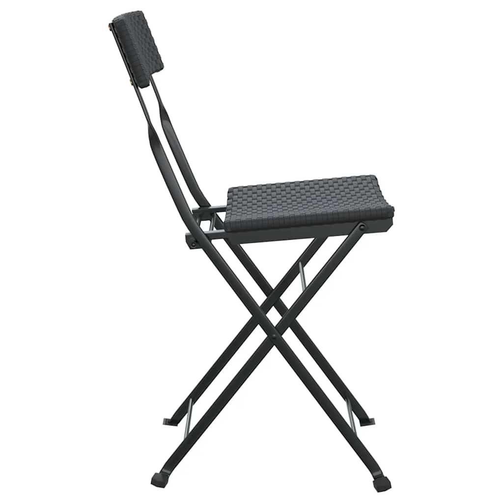 vidaXL Folding Chairs 8 pcs Black Poly Rattan and Steel 6