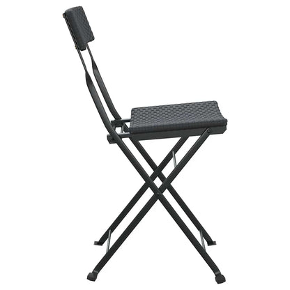vidaXL Folding Chairs 8 pcs Black Poly Rattan and Steel 6