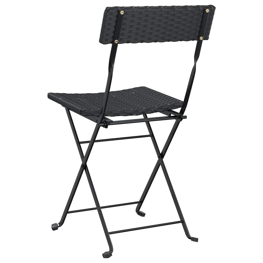 Folding Chairs Poly Rattan and Steel Black 8