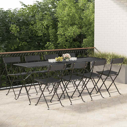 vidaXL Folding Chairs 8 pcs Black Poly Rattan and Steel 1
