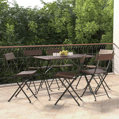 Folding Chairs Poly Rattan and Steel Brown 6