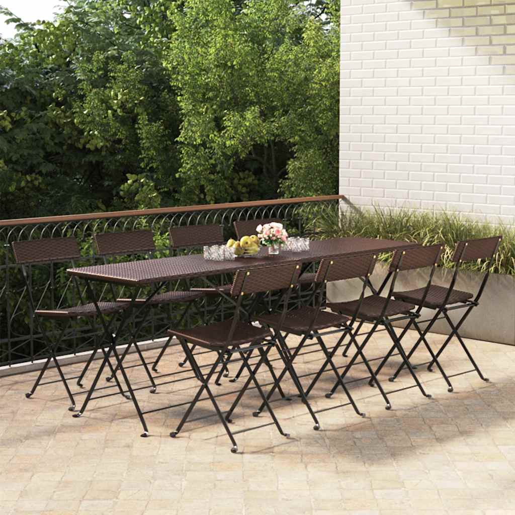 Folding Chairs Poly Rattan and Steel Brown 8