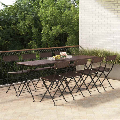 Folding Chairs Poly Rattan and Steel Brown 8
