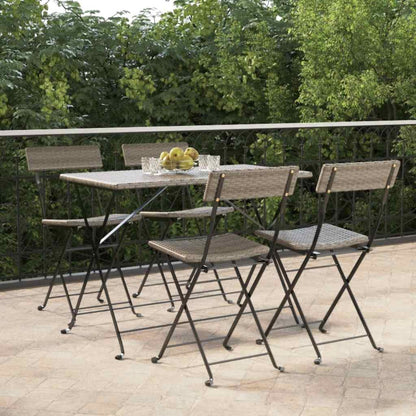 Folding Chairs Poly Rattan and Steel Grey 4