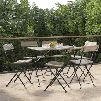 Folding Chairs Poly Rattan and Steel Grey 6
