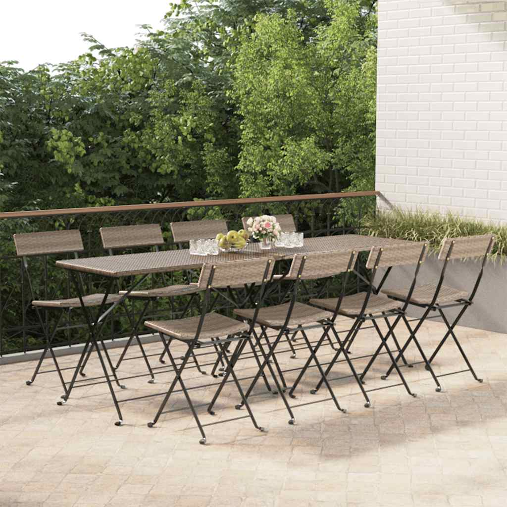 Folding Chairs Poly Rattan and Steel Grey 8