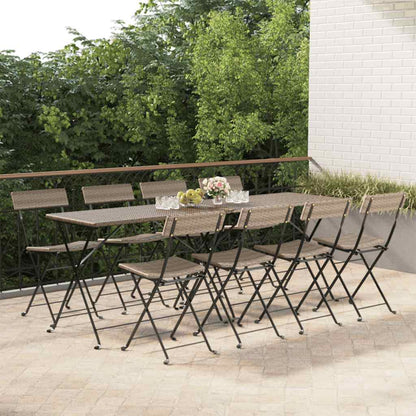 Folding Chairs Poly Rattan and Steel Grey 8