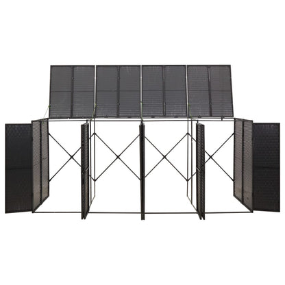 vidaXL Quadruple Wheelie Bin Shed Black 274x80x117 cm Poly Rattan 3