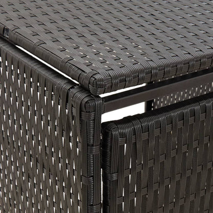 vidaXL Quadruple Wheelie Bin Shed Black 274x80x117 cm Poly Rattan 6