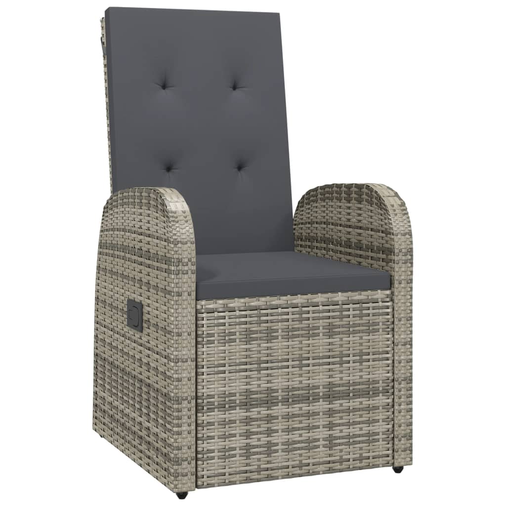 vidaXL Reclining Garden Chairs with Cushions 2 pcs Grey Poly Rattan 3
