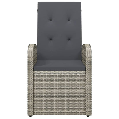 vidaXL Reclining Garden Chairs with Cushions 2 pcs Grey Poly Rattan 4