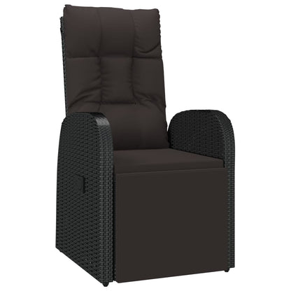 vidaXL Reclining Garden Chairs with Cushions 2 pcs Black Poly Rattan 3