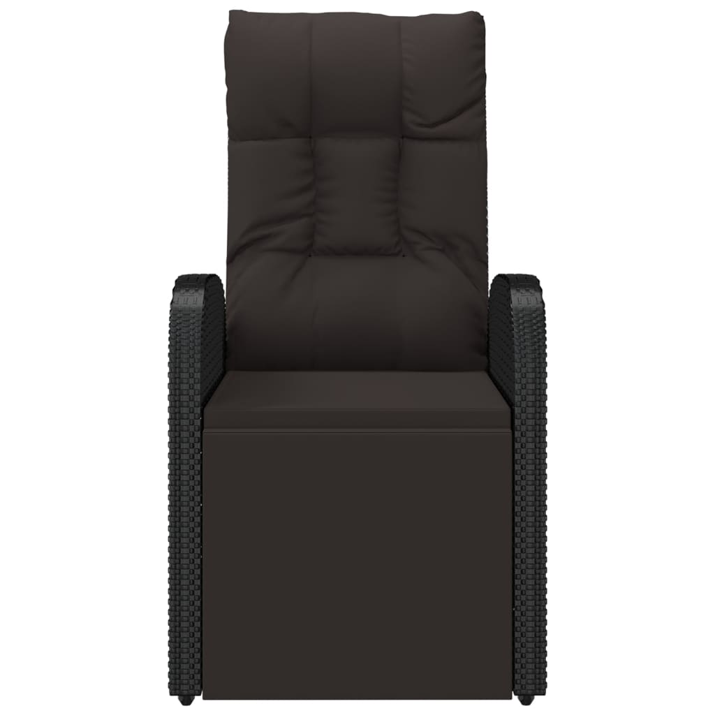 vidaXL Reclining Garden Chairs with Cushions 2 pcs Black Poly Rattan 4