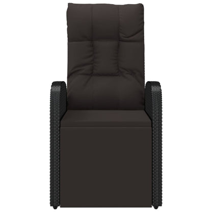 vidaXL Reclining Garden Chairs with Cushions 2 pcs Black Poly Rattan 4