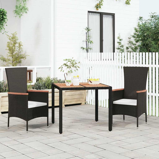 Garden Table with Wooden Top Solid Acacia Wood Black 90 x 90 x 75 cm