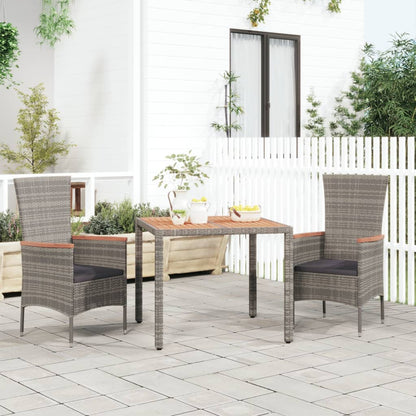 Garden Table with Wooden Top Solid Acacia Wood Grey 90 x 90 x 75 cm