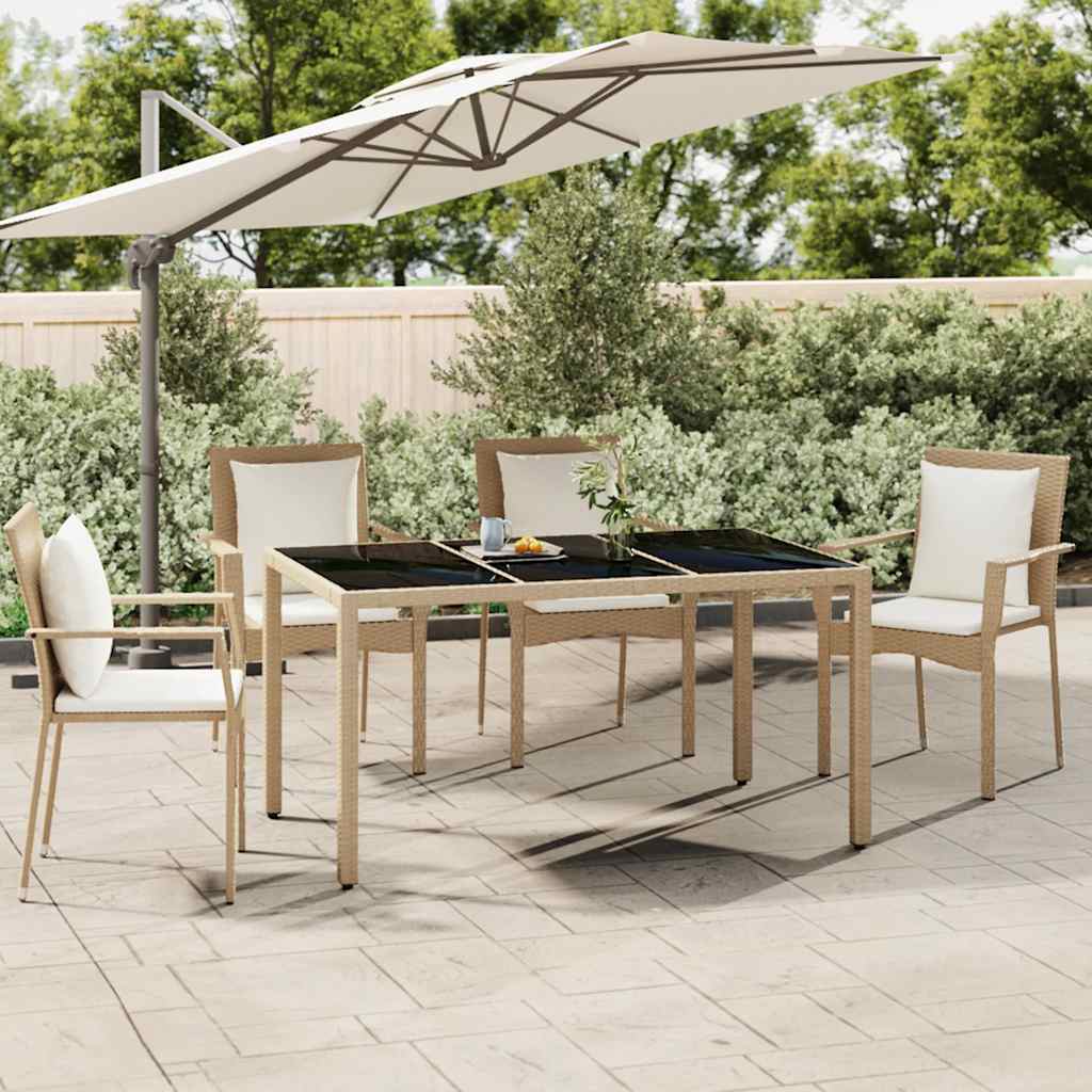 vidaXL Garden Table with Top Poly Rattan Glass