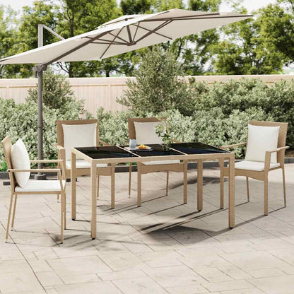 vidaXL Garden Table with Top Poly Rattan Glass