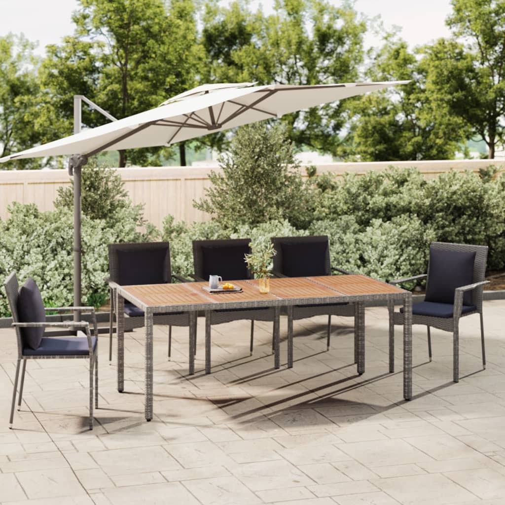 Garden Table with Wooden Top Solid Acacia Wood Grey 190 x 90 x 75 cm