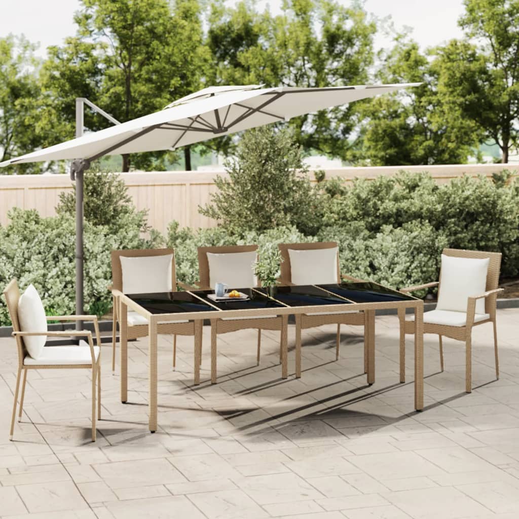 vidaXL Garden Table with Top Poly Rattan Glass