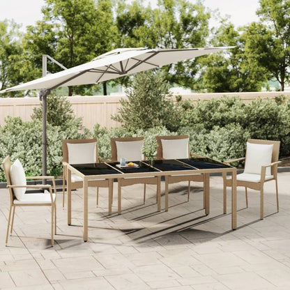 vidaXL Garden Table with Top Poly Rattan Glass