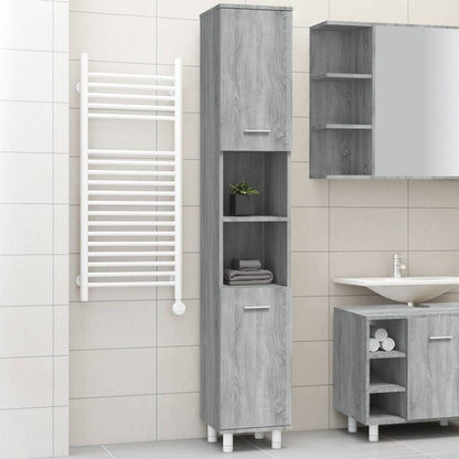 Bathroom Cabinet 30x30x179 cm Engineered Wood Grey sonoma