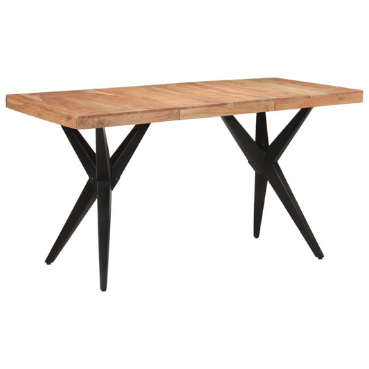 Dining Table Height 76 cm Solid Acacia Wood Black 140 cm 70 cm