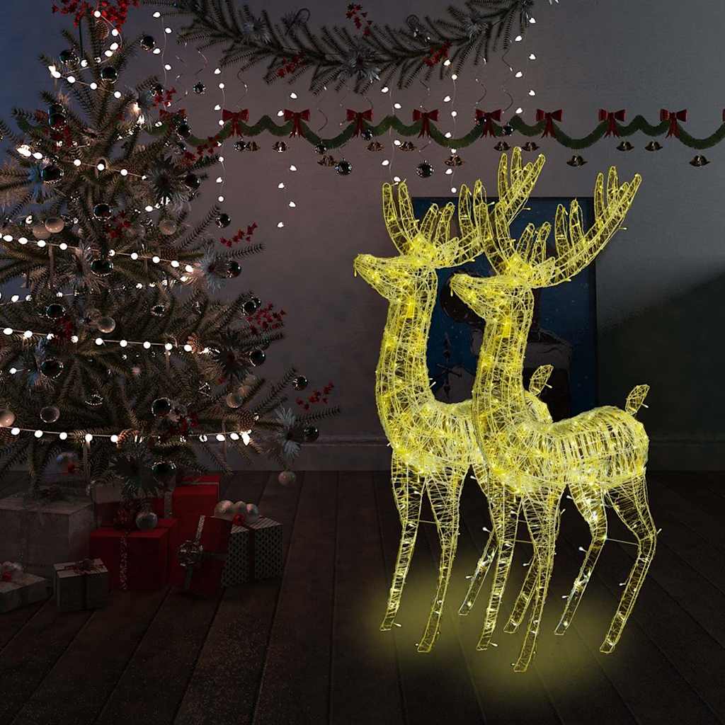 vidaXL XXL Acrylic Christmas Reindeers 250 LED 2 pcs 180 cm Warm White 1