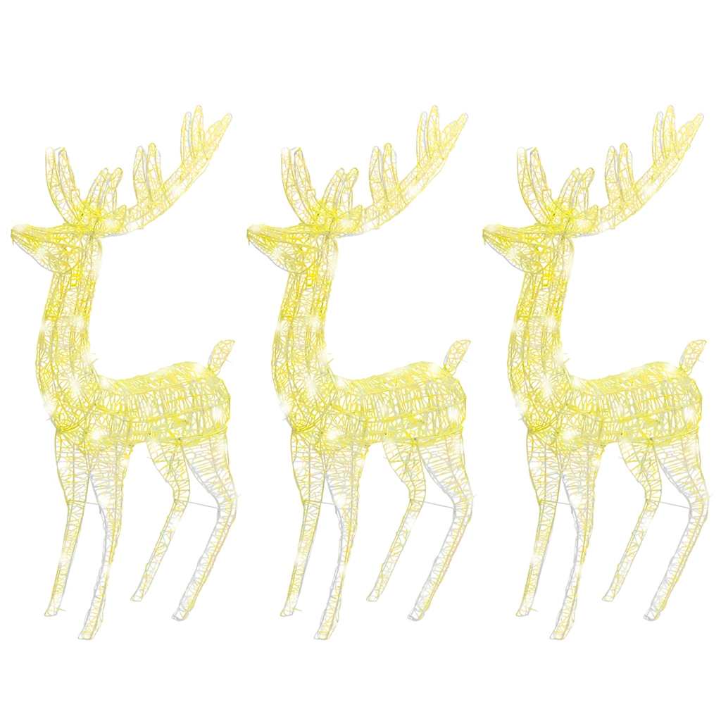 XXL Acrylic Christmas Reindeers 250 LED 180 cm 3 pcs Width 96 cm Warm white