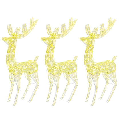 XXL Acrylic Christmas Reindeers 250 LED 180 cm 3 pcs Width 96 cm Warm white