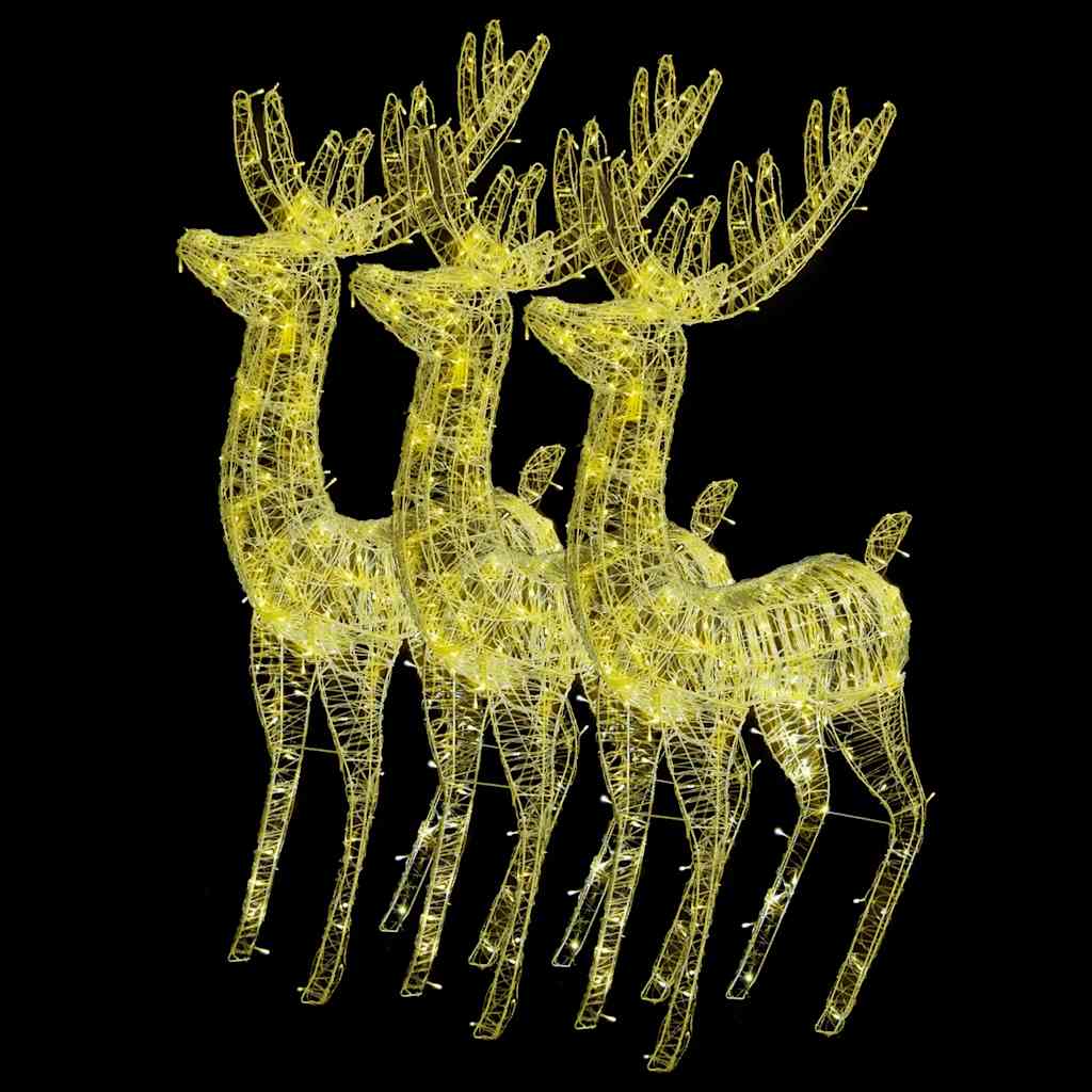 XXL Acrylic Christmas Reindeers 250 LED 180 cm 3 pcs Width 96 cm Warm white