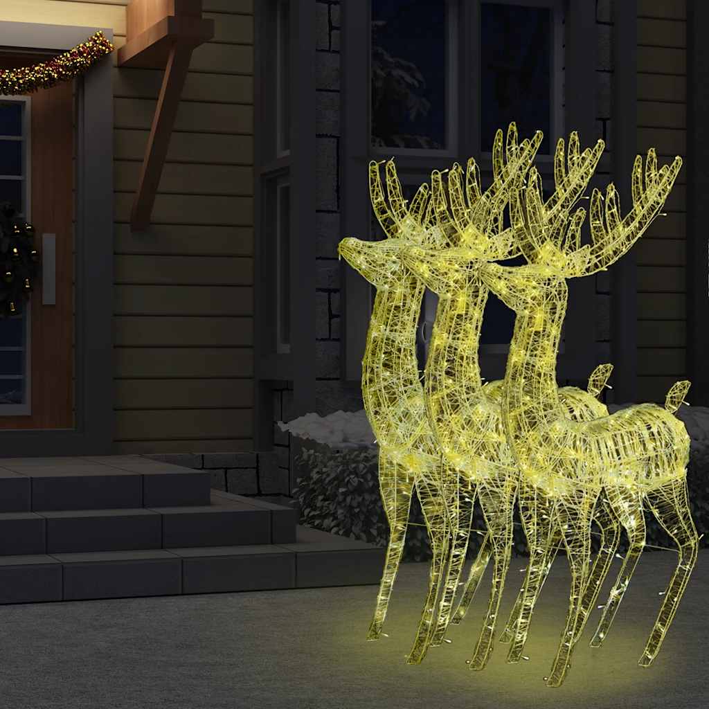 XXL Acrylic Christmas Reindeers 250 LED 180 cm 3 pcs Width 96 cm Warm white