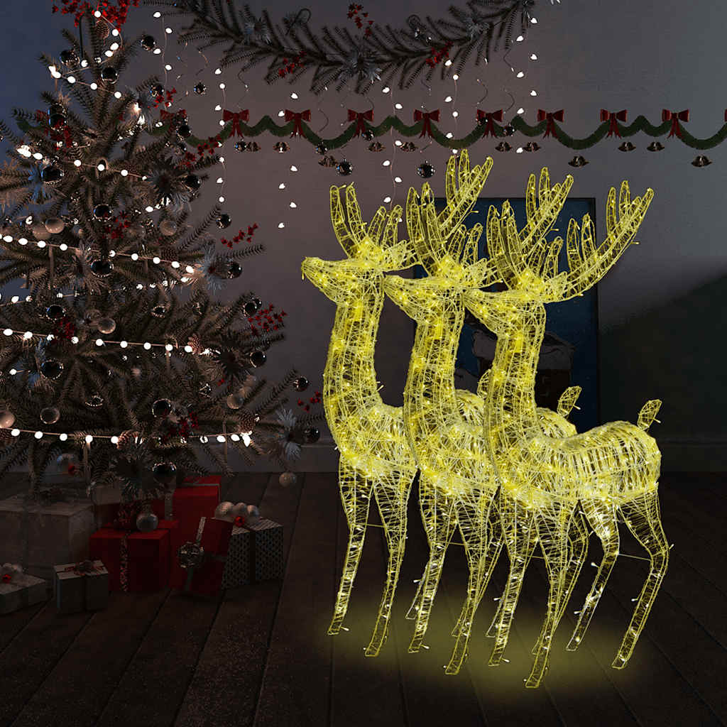XXL Acrylic Christmas Reindeers 250 LED 180 cm 3 pcs Width 96 cm Warm white