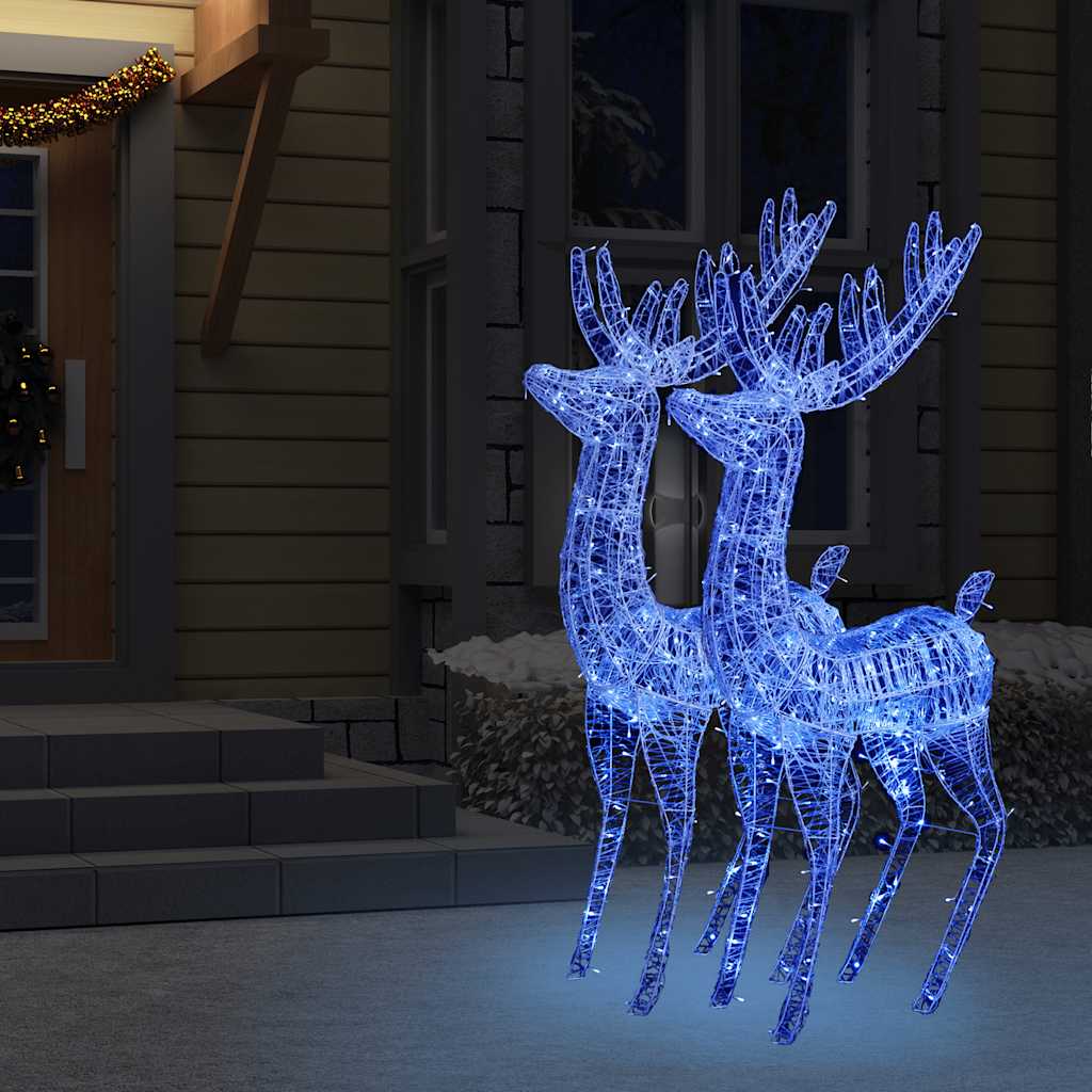 vidaXL XXL Acrylic Christmas Reindeers 250 LED 2 pcs 180 cm Blue 3
