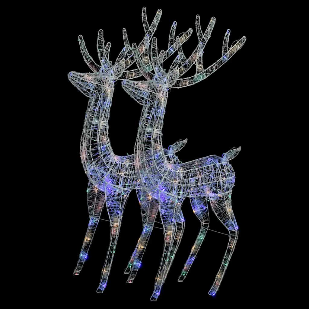 vidaXL XXL Acrylic Christmas Reindeers 250 LED 2 pcs 180cm Multicolour 2