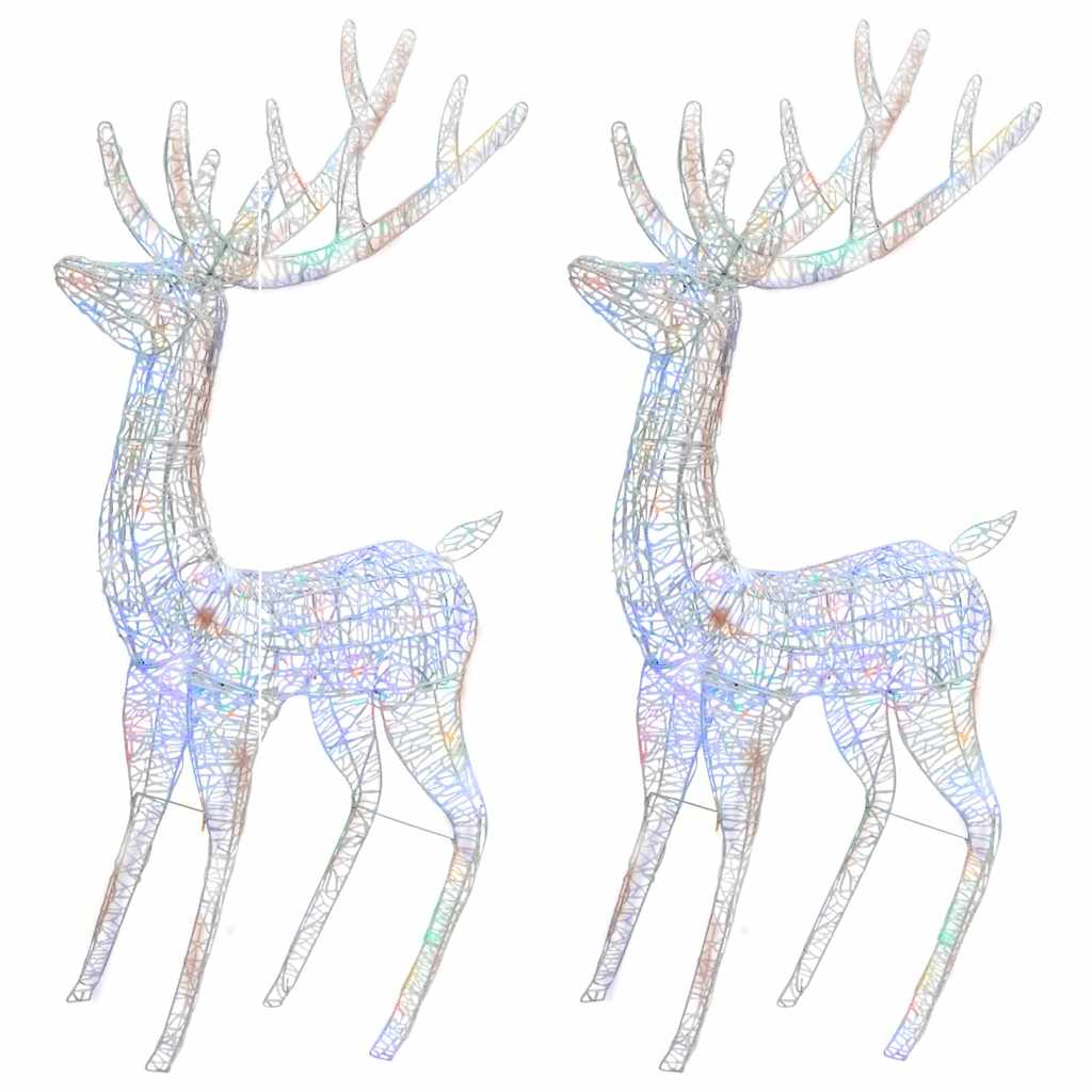 vidaXL XXL Acrylic Christmas Reindeers 250 LED 2 pcs 180cm Multicolour 5