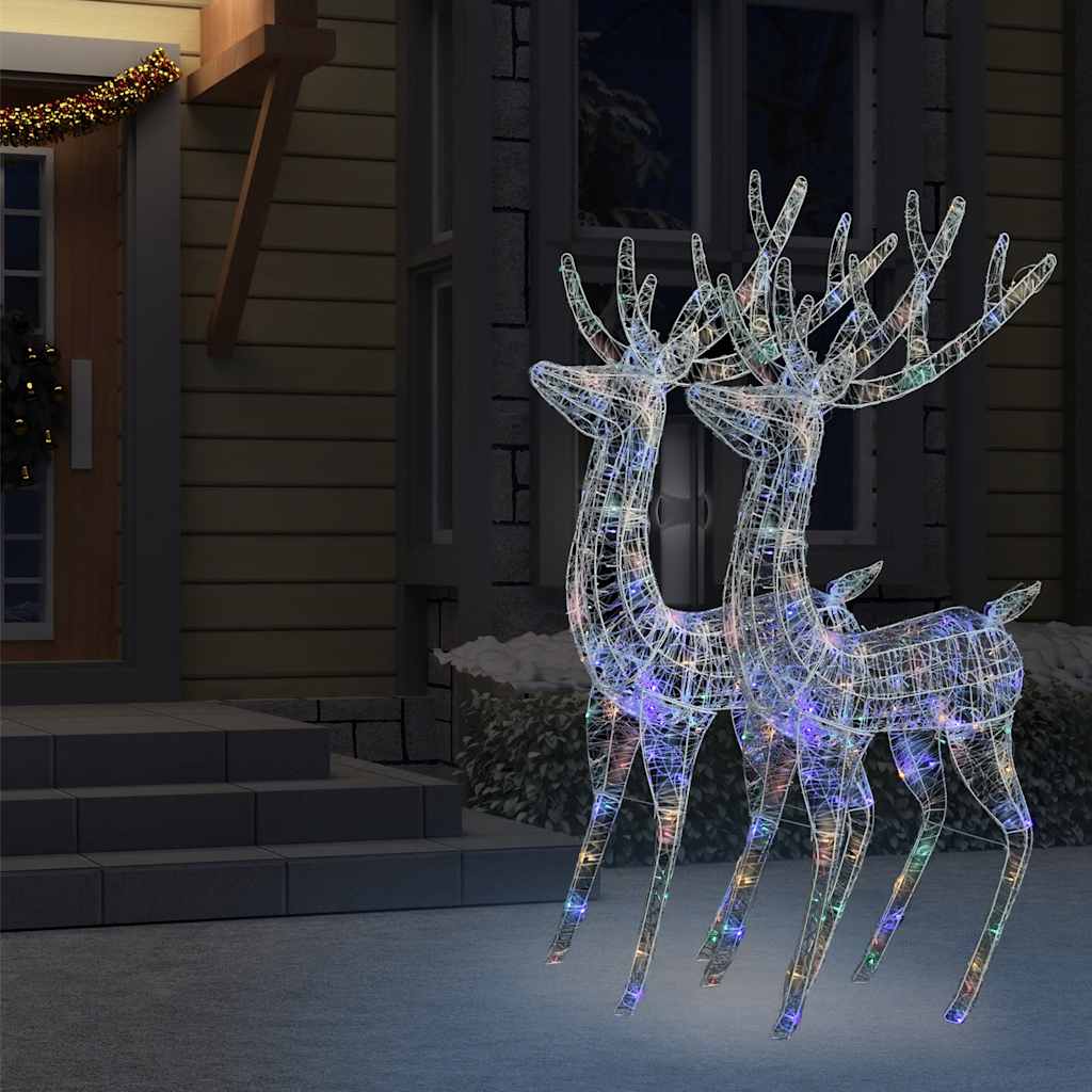 vidaXL XXL Acrylic Christmas Reindeers 250 LED 2 pcs 180cm Multicolour 3