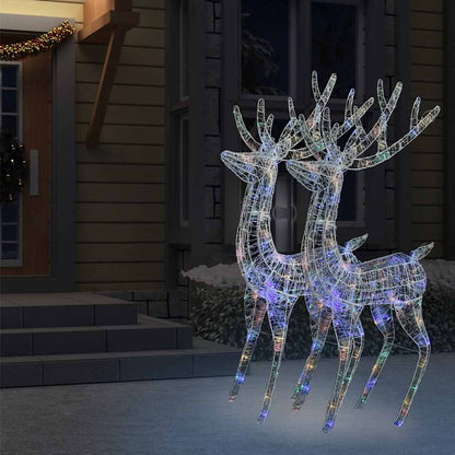 vidaXL XXL Acrylic Christmas Reindeers 250 LED 2 pcs 180cm Multicolour 3
