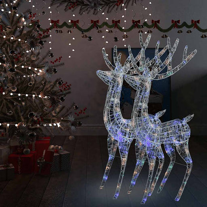 vidaXL XXL Acrylic Christmas Reindeers 250 LED 2 pcs 180cm Multicolour 1