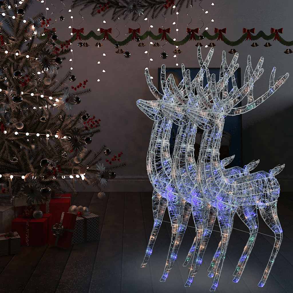 XXL Acrylic Christmas Reindeers 250 LED 180 cm 3 pcs Width 96 cm Multicolour